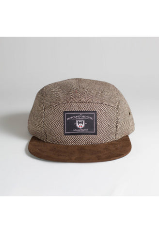 The Academy Tweed Classics Five Panel Hat: Brown Herringbone