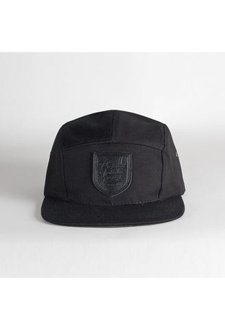 The Script Shield Five Panel Hat: Black