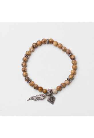 The Natural Mystic Jasper Beaded Bracelet: Cream