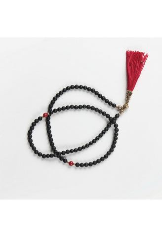 The Mastermind Black Onyx w/ Red Tassel Necklace