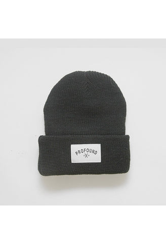 Woven Patch Beanie: Black