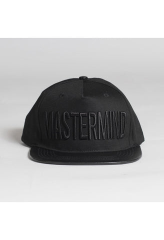 Bold Mastermind Black Leather Brim Snap-Back