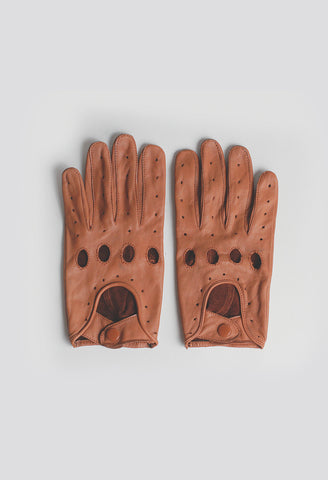 The Genuine Leather Full Driving Gloves in Tan Leather