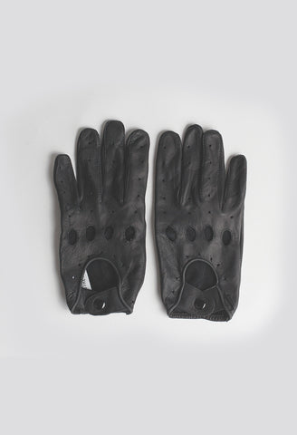 The Genuine Leather Full Driving Gloves in Black Leather