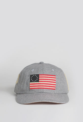 The American Flag Six Panel Wool Hat in Light Heather Gray