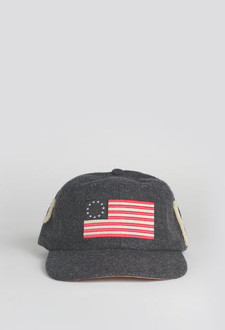 The American Flag Six Panel Wool Hat in Dark Heather Gray