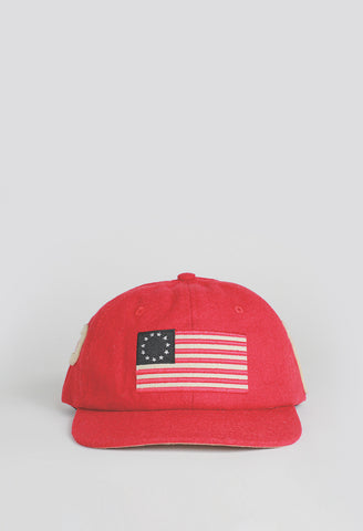 The American Flag Six Panel Wool Hat:Red