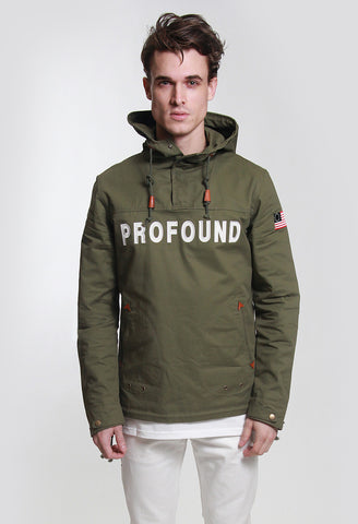 The Airborne Alpha Pullover Parka Jacket in Olive Green